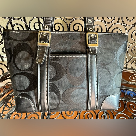 Coach Handbags - Coach Black Signature Tote Bag